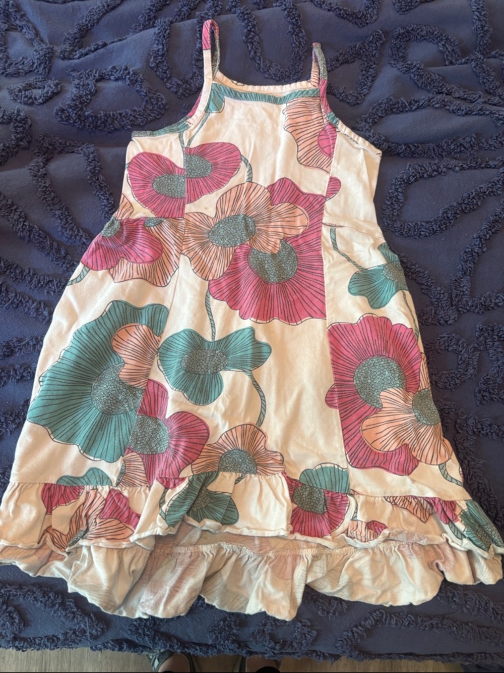 Tea Girls Floral Ruffle Sundress - Pink & Teal
